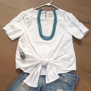 Tie Front Monteau White Top